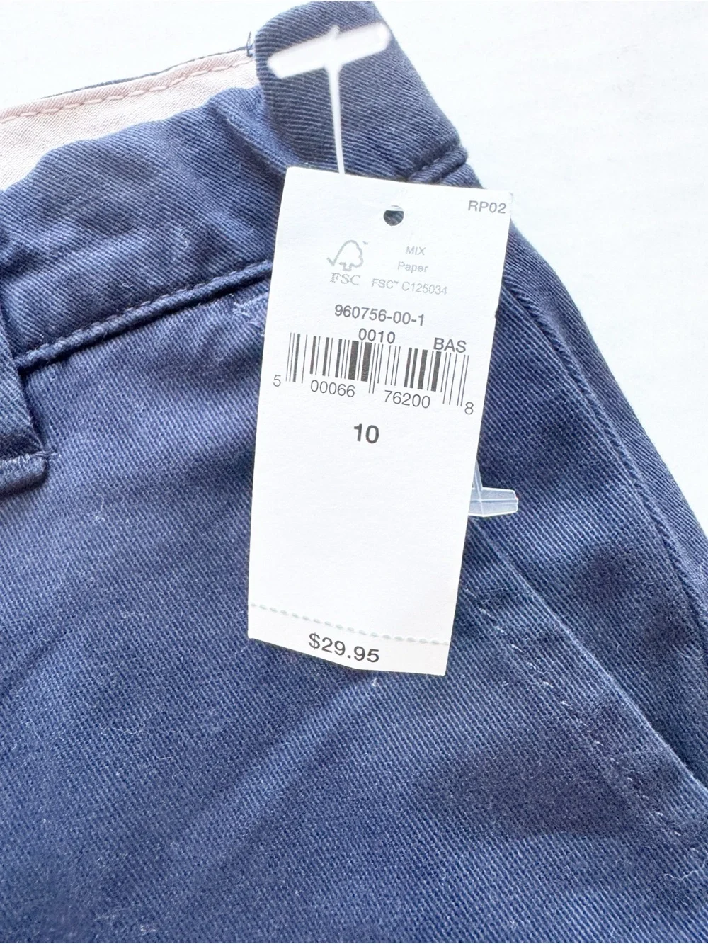 Gap Boys New Classic Navy Blue Chino Shorts Organic Cotton Blend NWT